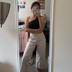 Pink High-rise Wide Leg Jeans